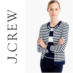 J Crew striped button cardigan Navy/White XS